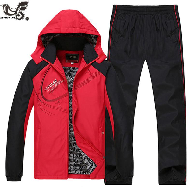 Спортивные мужские зимние спортивные костюмы мужские комплекты утепленные флисовые толстовки больших размеров + брюки тренировочный костюм верхняя одежда