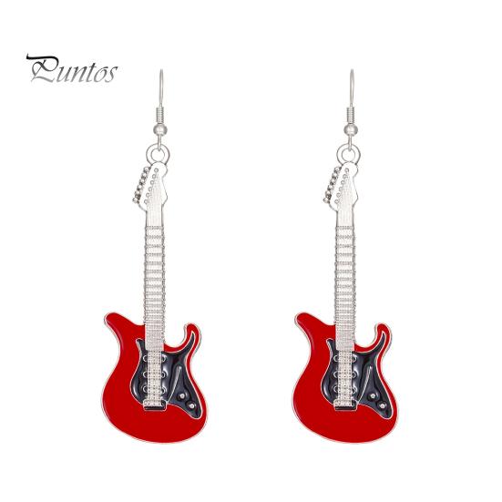 1 пара женских модных серег, привлекательная тонкая работа, индивидуальный шик, нежная повседневная одежда, серьги-капли из сплава, электрогитара, поставка свиданий