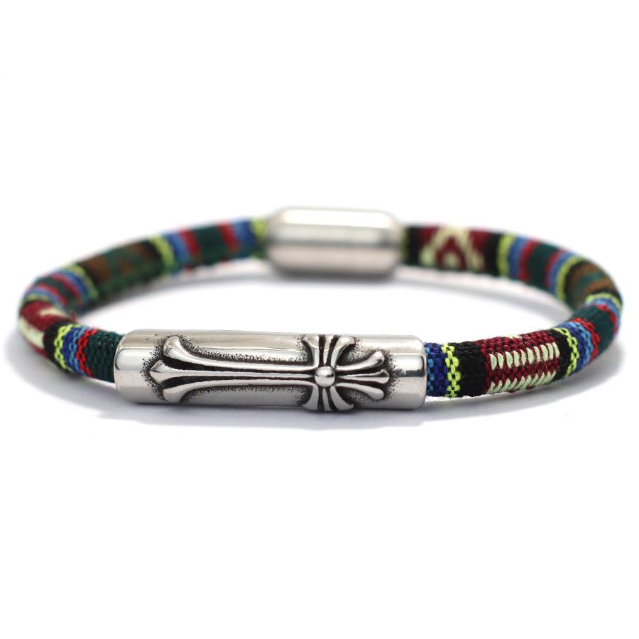 Готический крест двухсторонний вышитый браслет в этническом стиле бохо разноцветная тканевая веревка радуга дружба ювелирные изделия для мужчин и женщин