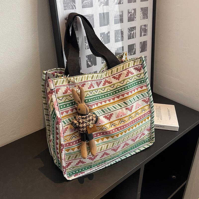Большая вместительная холщовая сумка в этническом стиле для женщин, новый стиль, студенческая сумка для поездок на работу, ручная сумка через плечо