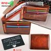 Мужской винтажный кошелек из натуральной кожи с RFID-защитой, многофункциональный, для ID-карт, 11 отделений для карт, подарок для него