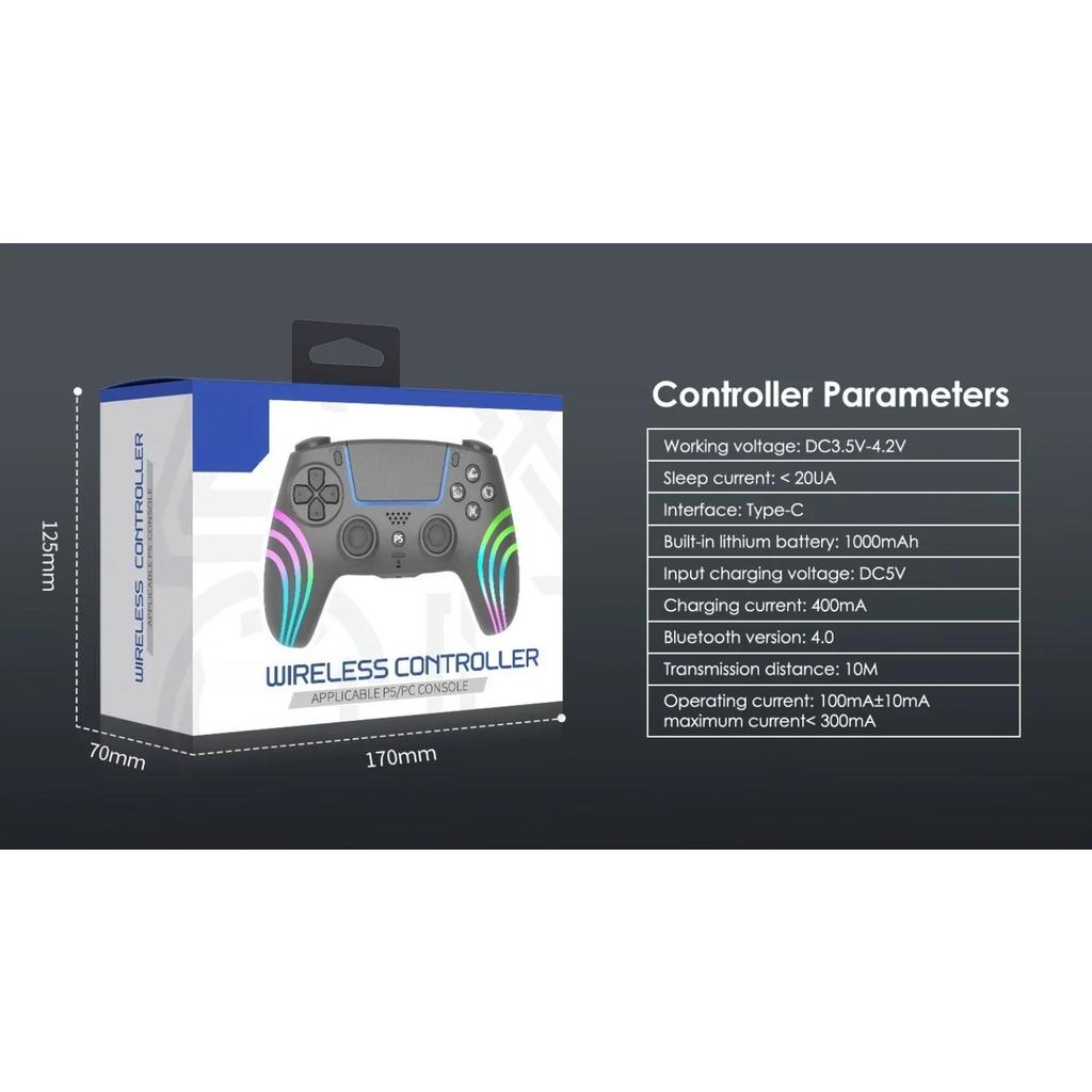 Для PS5 Bluetooth игровой контроллер Холл Джойстик Датчик движения Вибрация Беспроводной контроллер с RGB цветным световым эффектом