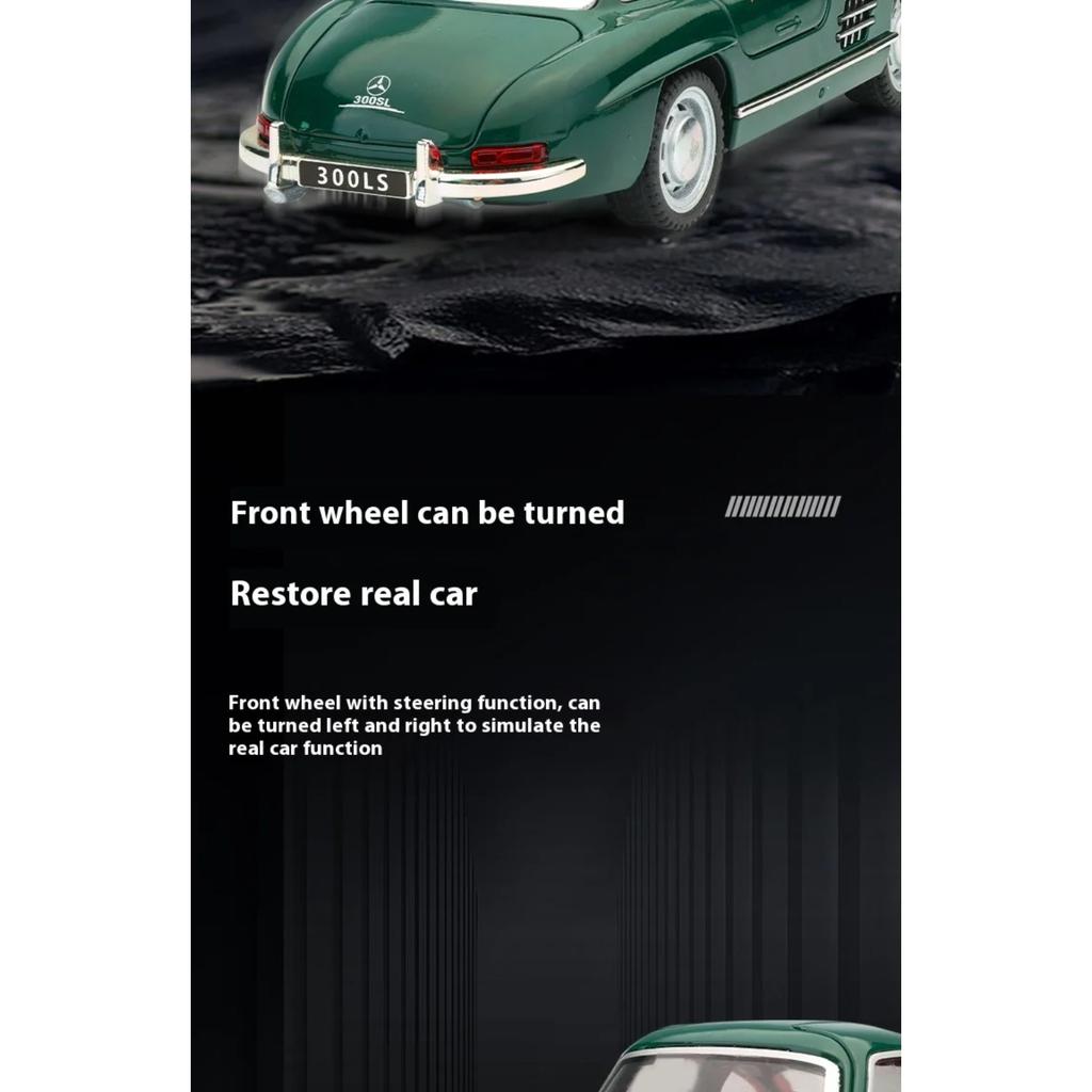 1/32 Scale Benz 300SL Classic Car Alloy Car Diecast Model Sound & Light Toy Car Central Control Ornaments Children Toy Gift
