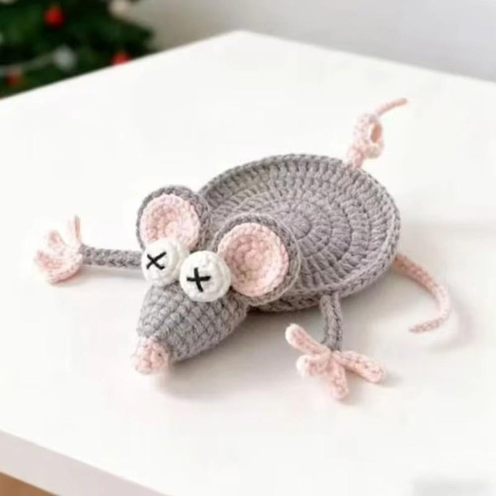 Hand Woven Knitted Cup Mat Funny Insulation Pad Finished Animal Drink Coaster  Gift