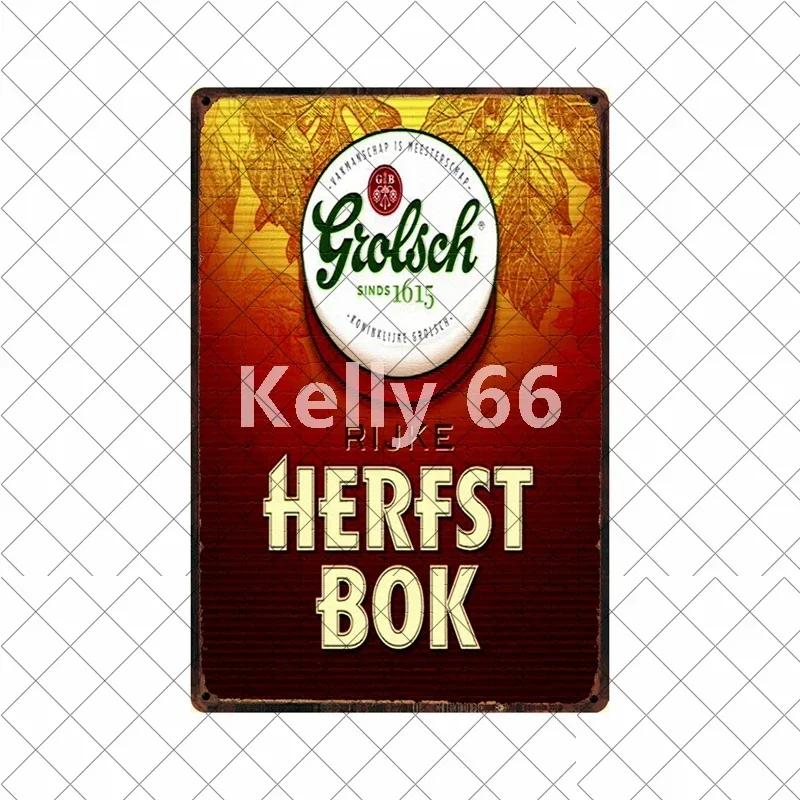 [Kelly66] Grolsch Herfst Bok Ледяное Пиво Здесь Металлическая Табличка Декор Дома Картина Размер 20*30 СМ Dy221