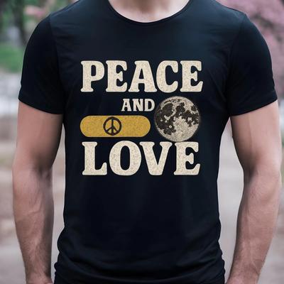 Peace And Love Retro T Shirt Heavy Cotton Vintage Slightly Unisex Graphic Designer Clothes Homme Stylish Casual
