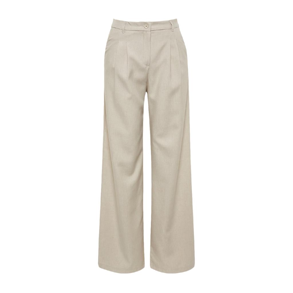 Brown Wide Leg Pleated Woven Trousers Twoaw22pl0475