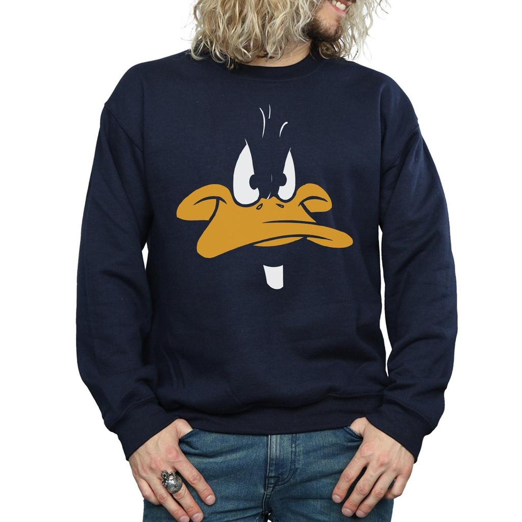 Looney Tunes Mens Daffy Duck Face Sweatshirt