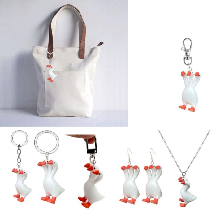 Unique Pendant Earring Geese with Three Heads Shape Lightweight Pendant Necklace