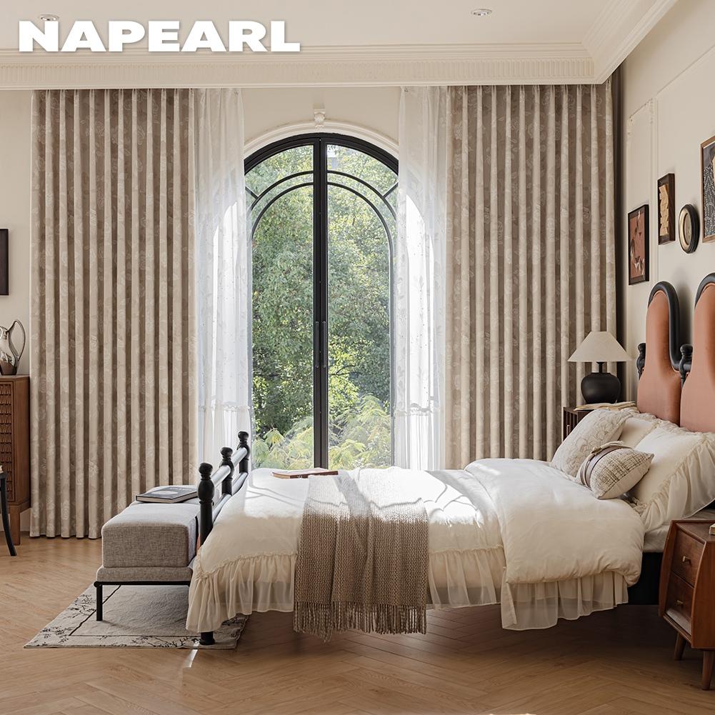 1 шт. NAPEARL Винтажные Элегантные Черно-Розовые Блэкаут Шторы, Толстые Шторы в Стиле Французской Деревни для Спальни Гостиной Домашнего Декора