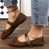New Women's Buckle Strap Bow Flat Sole Shoes, Women's Shallow Mouth Ballet Casual Breathable Work Shoes