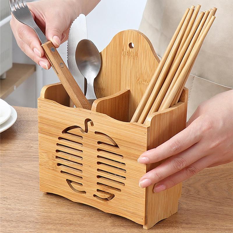 Кухонный деревянный слив для палочек для еды Клетка для столовых приборов Полый слив для хранения Ложка Органайзер для палочек для еды Аксессуары для дома