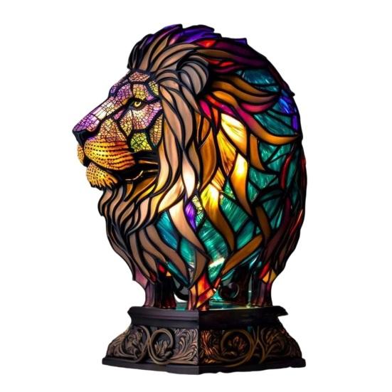 Painted Resin Animal Table Lamp Wild Animal Sculpture Stained Resin Lamp Colorful Night Light Decoration for Bedroom Living Room Christmas Gifts
