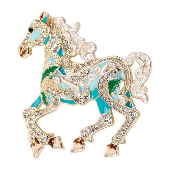 Colorful Horse Brooch Rhinestone Encrusted Alloy Horse Lapel Pin Animal Brooch Pin Outfit Accessory for Clothes Hats Bags Scarves