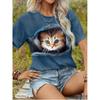 Funny Cat 3D Print Graphic T Shirt Women Fashion Casual O Neck  Short Sleeve  Animal Tops Tees  Clothes