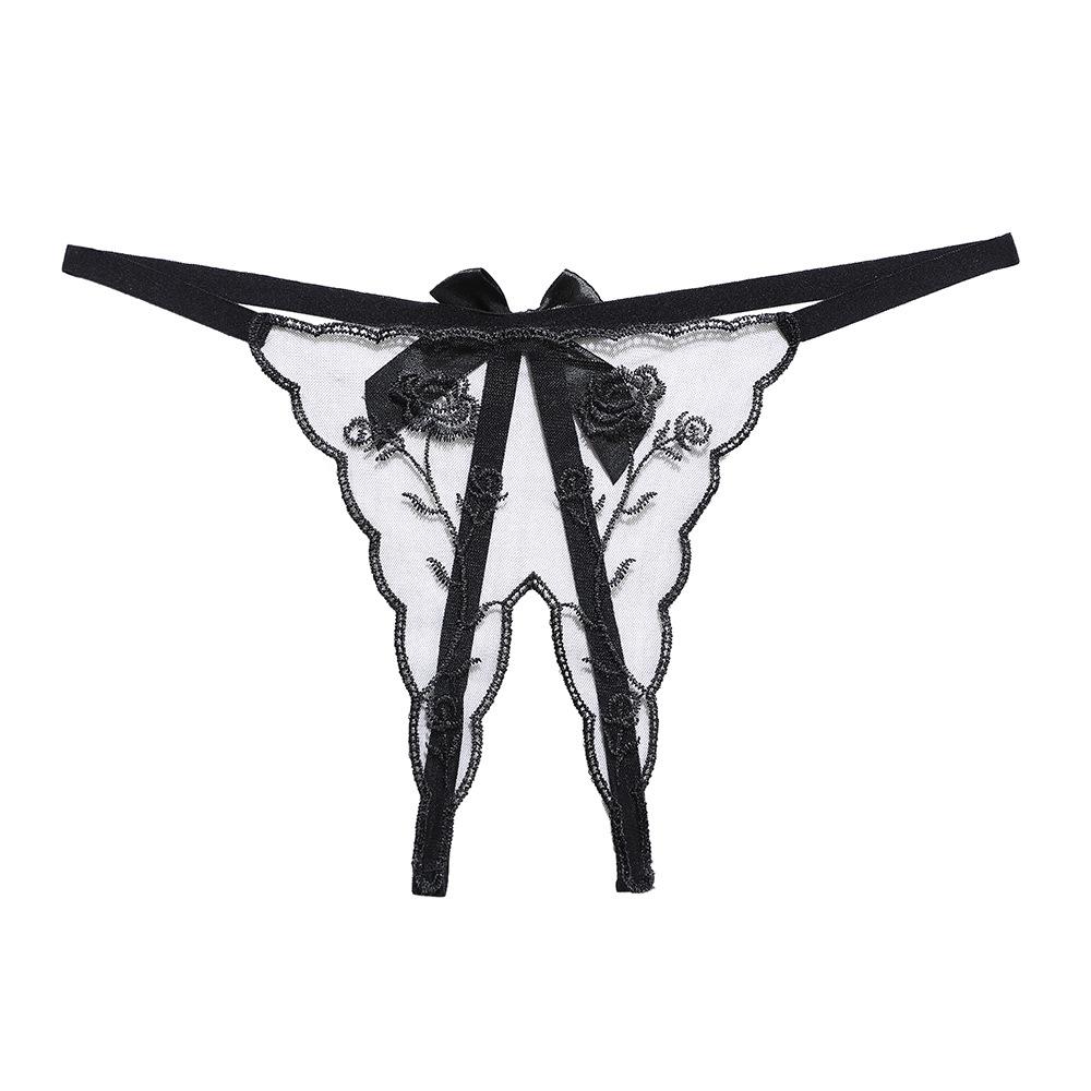 Open Crotch Sheer Thongs Womens See Through G-string Female Butterfly Shape Underwear Ultra Thin Mesh Erotic Panties Hollow Out