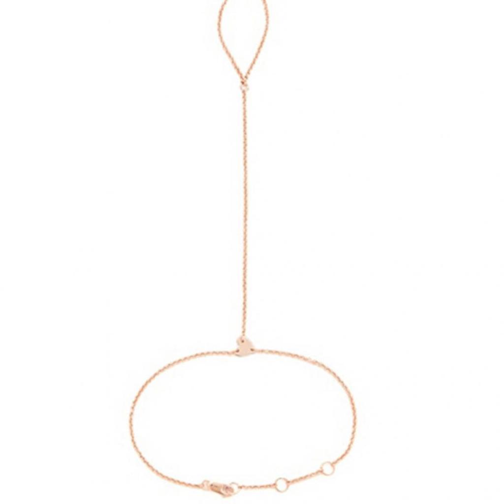 Fashion Women Love Heart Hand Harness Finger Ring Slave Chain Bracelet Jewelry