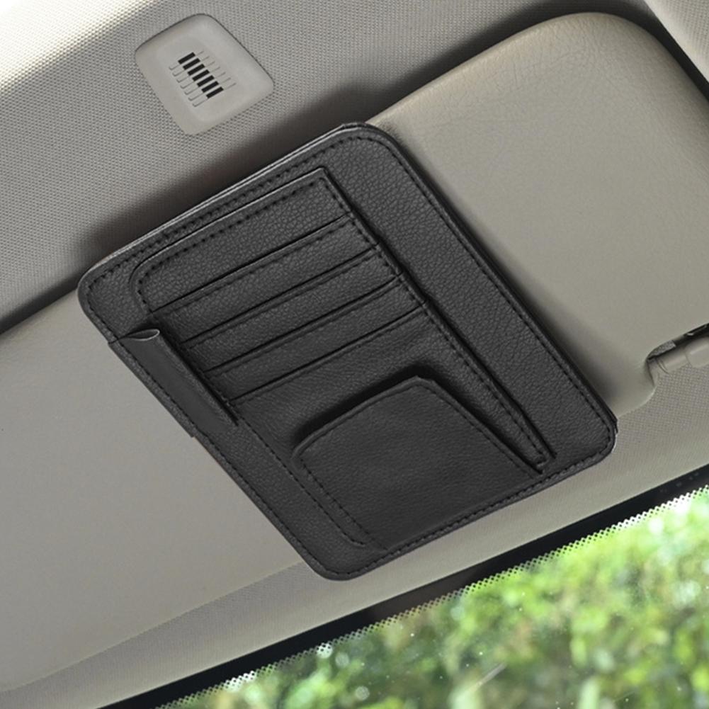 1pc Car Sun Visor Organizer Multi-Pocket Auto Interior Accessories Pocket Organizer Car Document Storage Pouch Pen Holder