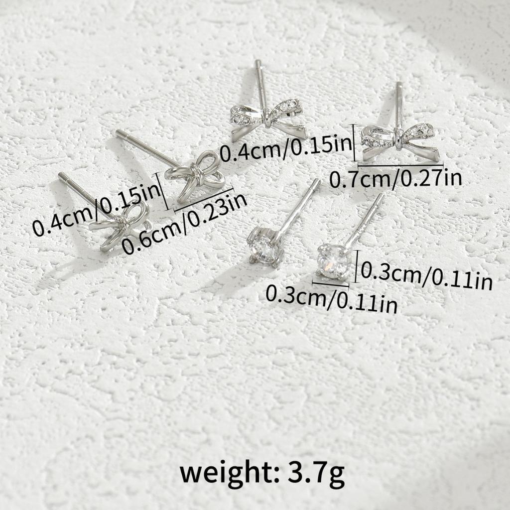 Простые и милые серьги-гвоздики с цирконием, женские серьги, серьги в форме банта