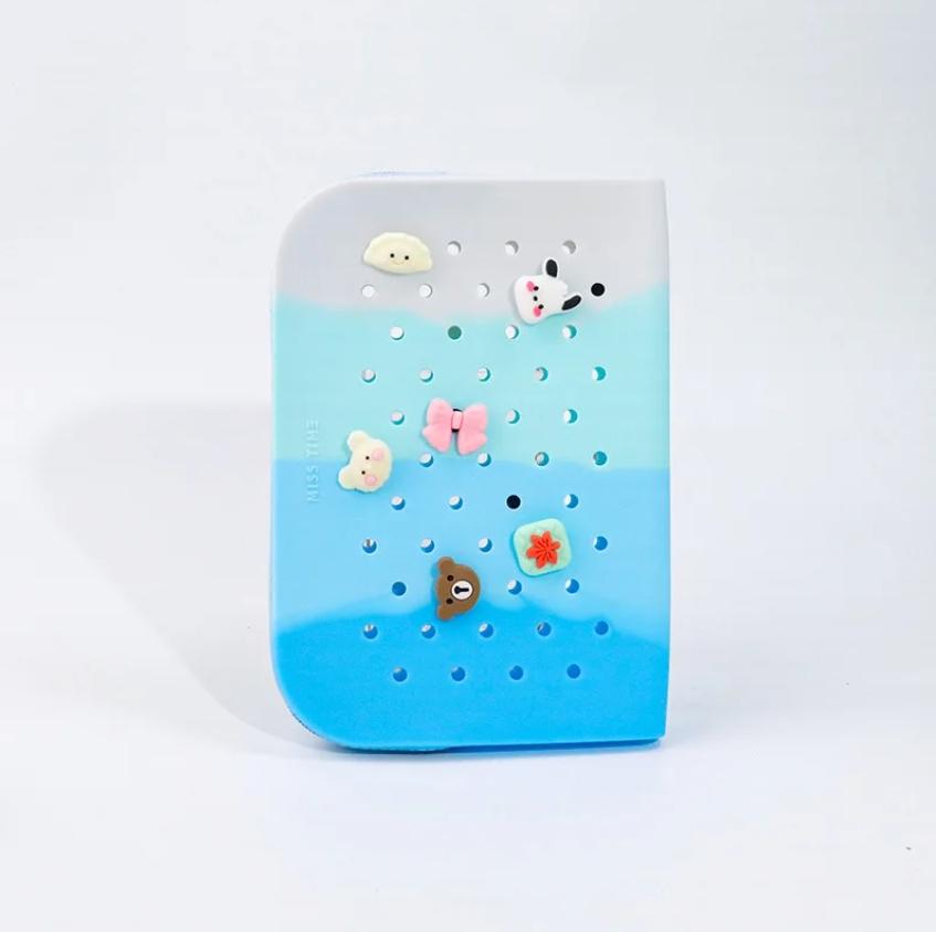 DIY Large Capacity Silicone Pen Storage Case Bag Box Can with Buckles Charms for Student Stationery Organizer School Supplies