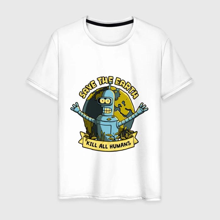 POSTER RETRO GIFT ART UK Streetwear Summer Short-sleev Tee Funny Tshirt KILL ALL HUMANS T SHIRT BENDER ROBOT BEER MOVIE TV TEE Unisex
