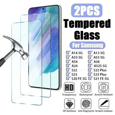 2 шт. закаленное стекло для Samsung Galaxy A54 A14 A13 A33 A53 A52S A73 S21S20 FE 5G S22S23 Plus Защитная пленка для экрана для Samsung A52A72