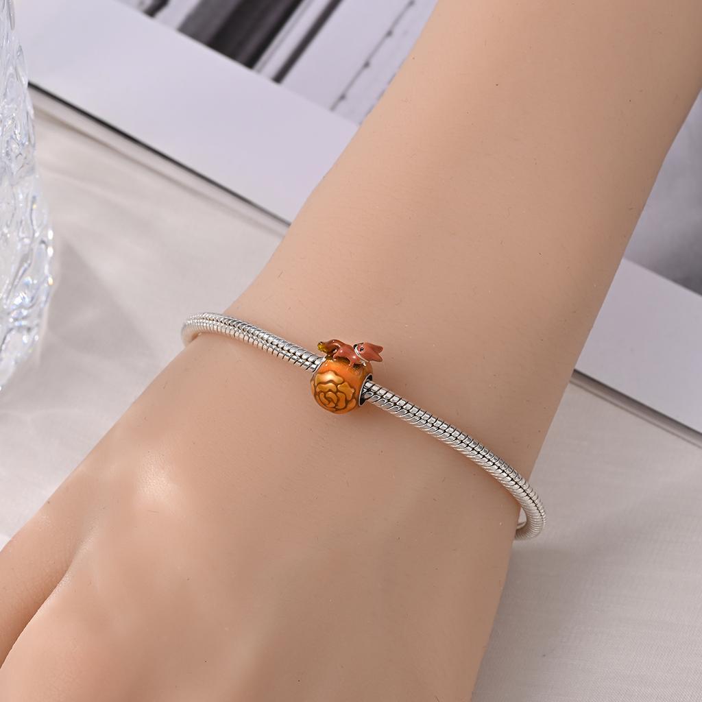 Fall Colors Copper Squirrel&Pinecone&Pumpkin&Fox&Bee&Cat Beads Charm Fit Diy Bracelet Exquisite Gift Jewelry
