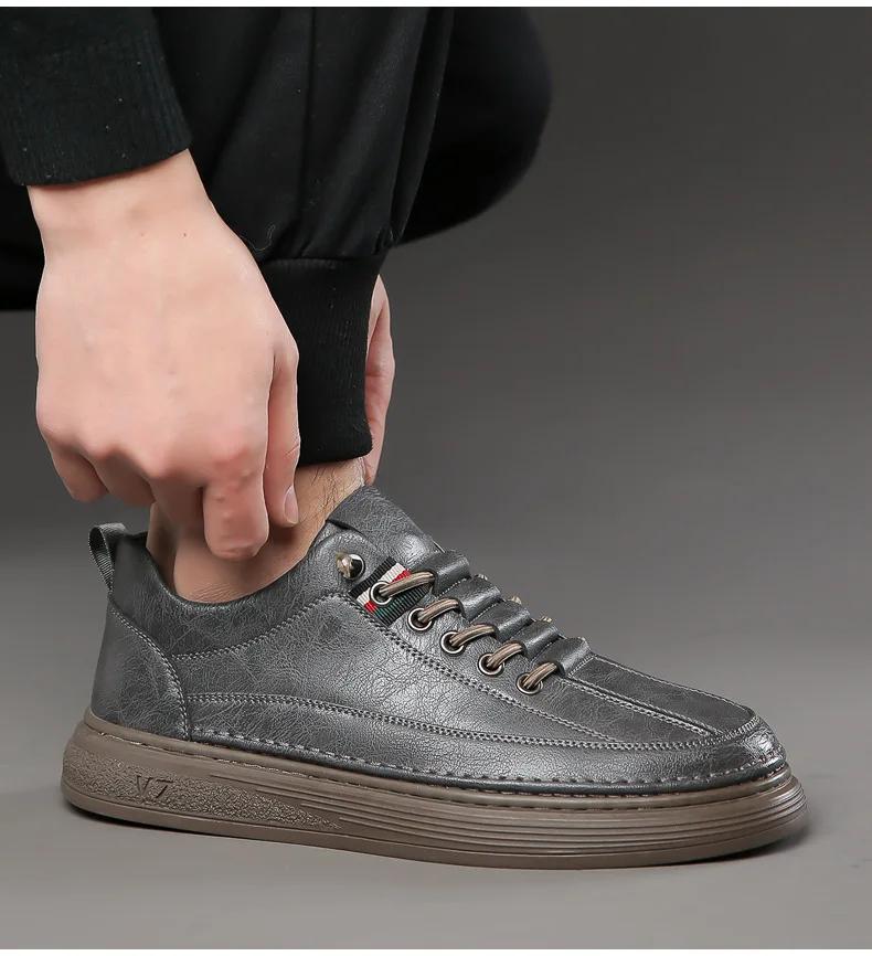 2024 Новые мужские туфли из натуральной кожи Повседневные туфли Лаконичные белые туфли для скейтбординга на плоской подошве Уличные крутые кроссовки