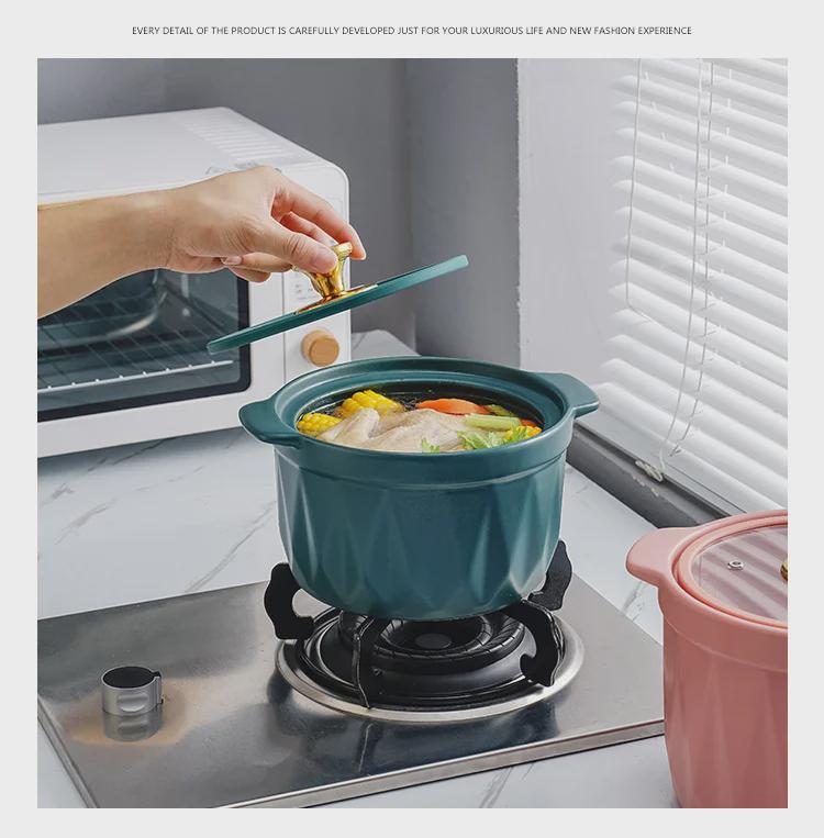 Современная простая матовая глазурь из керамики - жаропрочная, креативная кастрюля для тушения