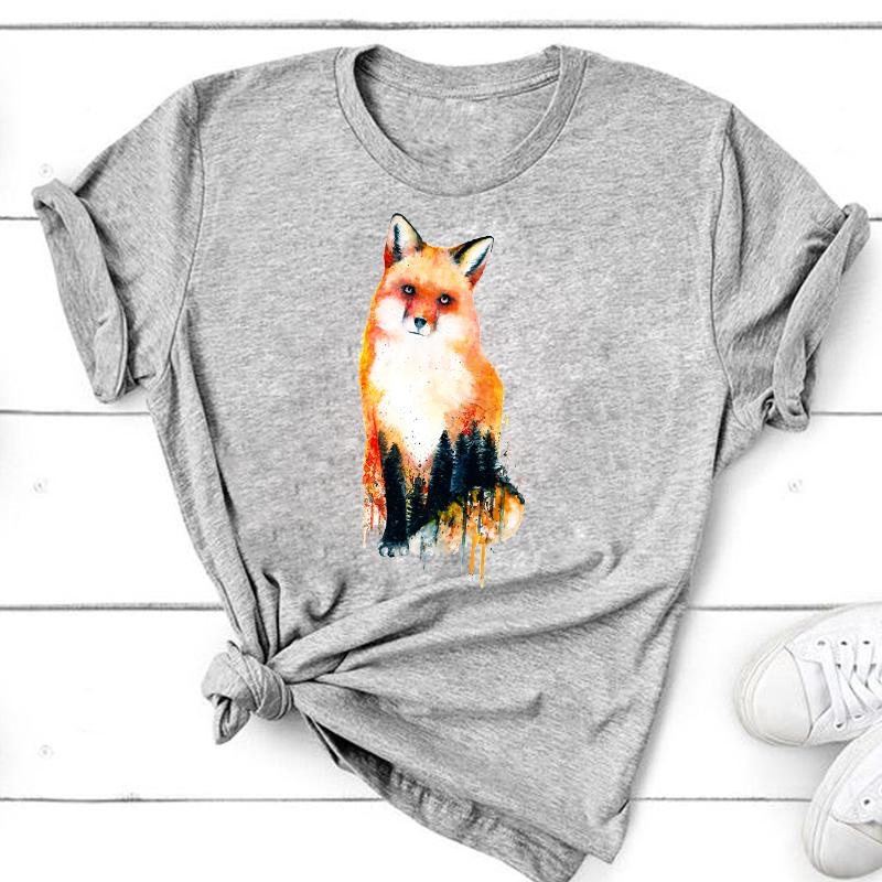 Graphic Tee Short Sleeve Summer Top Wild Animal Sweet Trend Cute 90s Print Ladies Female T Clothing Casual Women's Fashion T-shirt