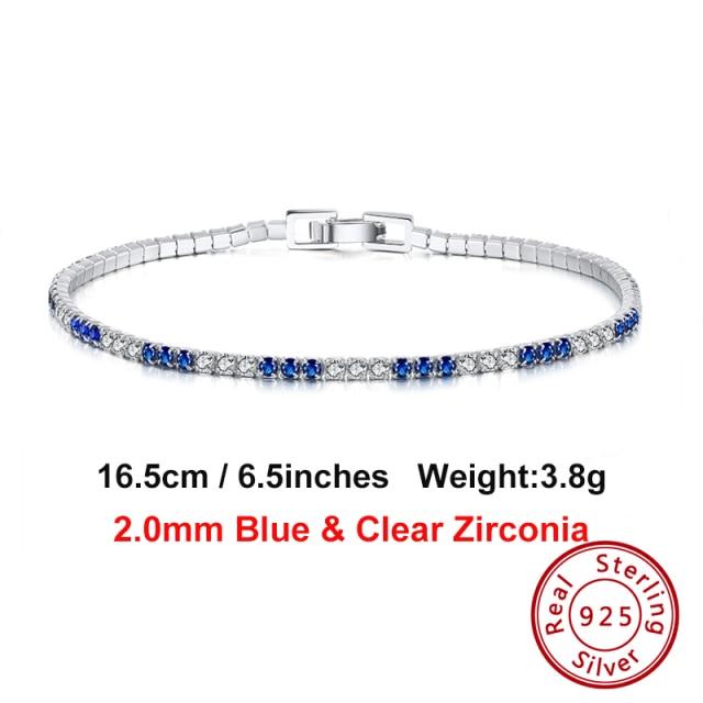 4mm Round Cut Tennis Bracelet In 925 Sterling Silver White Gold Woman Men Bracelets Bangle Jewelry Hand Chain Sb94