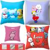 Cozy Bt21 Pattern Cushion Cover Made From Soft Polyester Peachskin For Ultimate Comfort