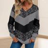 Women's Fashion Casual Long Sleeve Printed V- Neck Sweater Top
