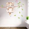 Lovely Kitten On Tree Branch Wall Stickers Home Diy Cartoon Cat Animals Mural Kids Room PVC Decals