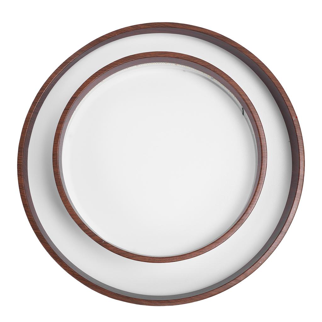 LED Ceiling Light Fixture Walnut Wood Grain Flush Mount Round Remote Control Light 3 Color Changeabl