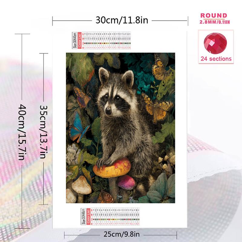 Raccoon Pattern 3pcs 100% Round Full Drill 5D DIY Diamond Painting Embroidery Cross Stitch Rhinestone Décor