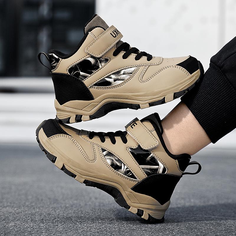 Осенне-зимние высокие спортивные ботинки для мальчиков на липучке, детские ботинки, зимняя спортивная обувь