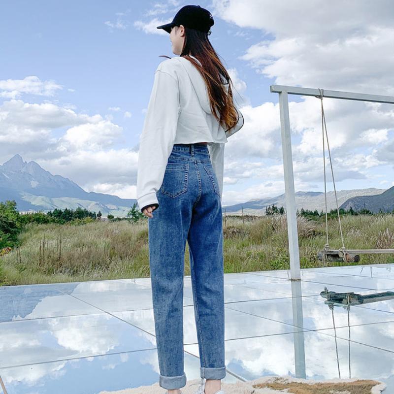 Тонкие летние джинсы с высокой талией. Женские летние свободные прямые штаны-шаровары в форме репы.