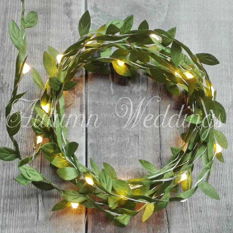 Гирлянды с зелеными листьями - Рождественские украшения - Рождественская гирлянда - Декор спальни - Украшения для свадебного стола - Гирлянды для домашнего декора