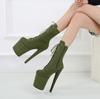 Suede Thin Heel Waterproof Table Pole Dance Shoes Round Head Low Boots High-end Model Catwalk Boots Women