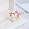 Topaz Dragon Ring Adjustable Gothic Dragon Open Ring Brass Gold Plated Finger Ring for Women Men