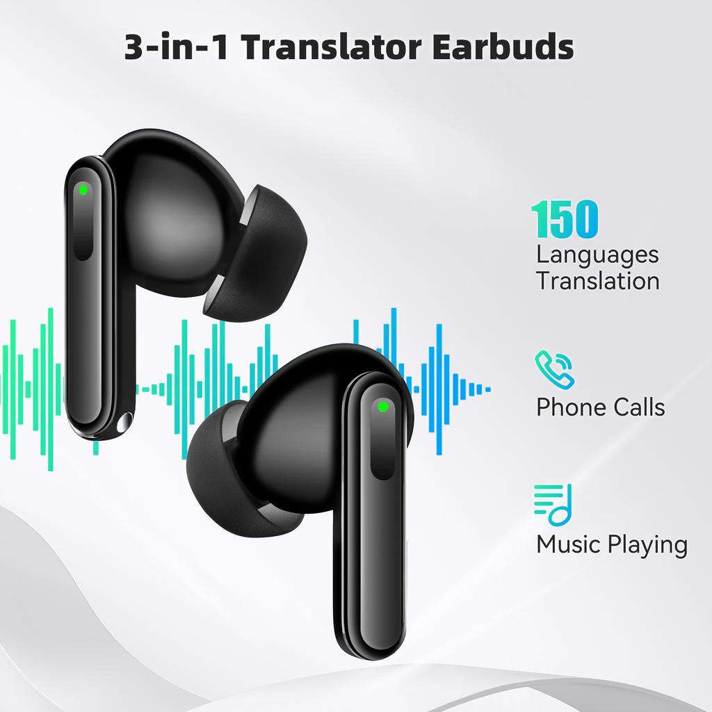 Translator Earbuds, Intelligent Instant Voice Translation Headsets In 150 Languages, Wireless Travel Headsets, Support 4 Translation Modes