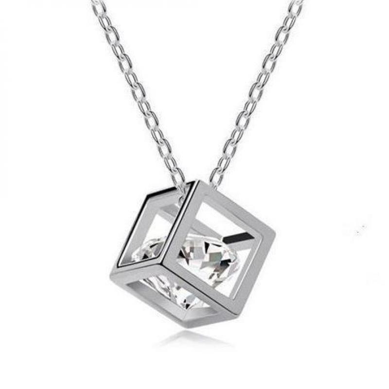 Personality New Love Cube Three -Dimensional Ladies Necklace Fashion Trend Popular Unique Anniversary Gift Is A Woman