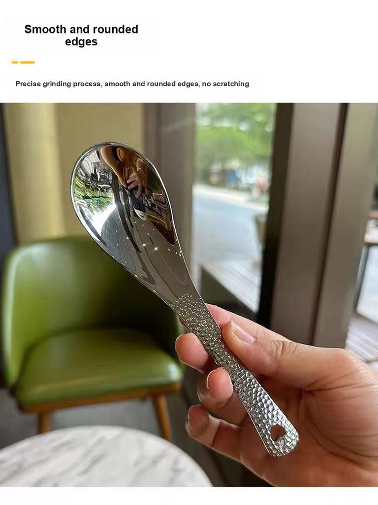 5 шт. Ретро стиль Ложка-молоток Нержавеющая сталь Текстурированная ложка Бытовая Утолщенная обеденная ложка Детская ложка для еды Десертная ложка с высокой визуальностью