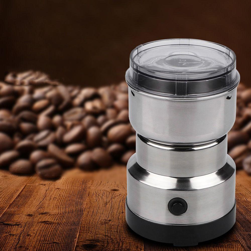 Stainless Steel Electric Coffee Grinder Transparent Lid Grain Mill Mini Spice Pepper Grinder  Nuts