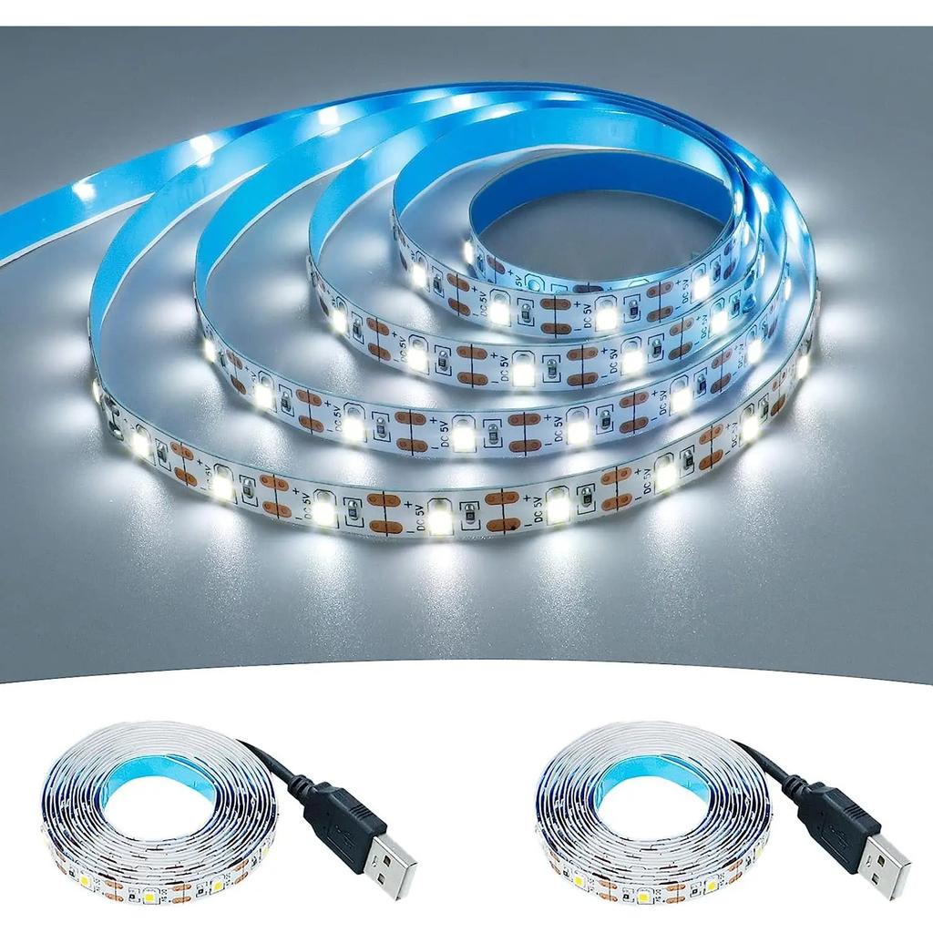 Светодиодные ленты постоянного тока 5 В USB 2835, светодиодная лента теплого белого цвета, фоновая подсветка телевизора, лампа для домашнего декора, 1-5 м, светодиодная гирлянда