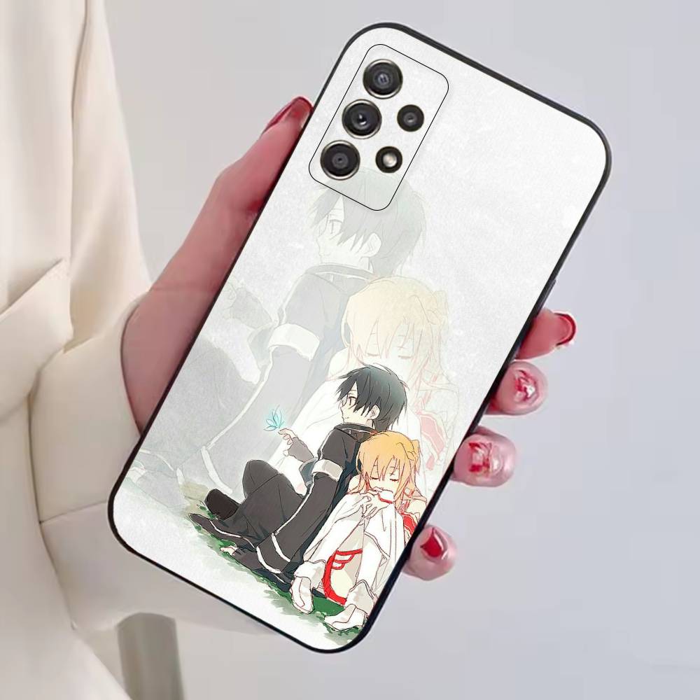 Чехол для телефона Sword Art Online Кирито и Асуна Для Samsung S25,S24,S21,S22,S23,S30,Ultra,S20,Plus,Fe, Мягкий силиконовый черный чехол