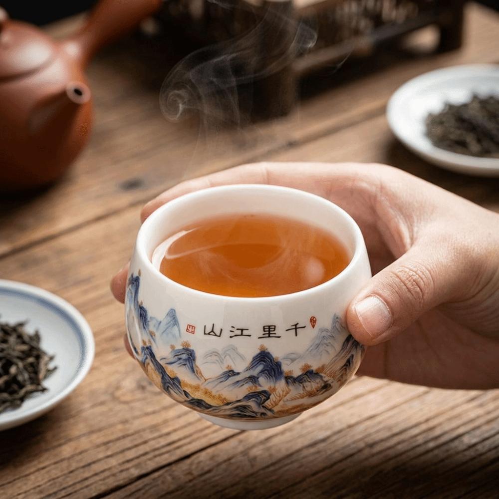 Landscape Painting Ceramic Teacup Exquisite Tea Bowl Creative Tea Cup Tea Ceremony
