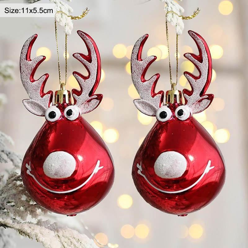 2pcs Elk Christmas Balls Ornaments Xmas Tree Hanging Bauble Pendant Christmas Decorations for Home New Year Party Navidad 2025