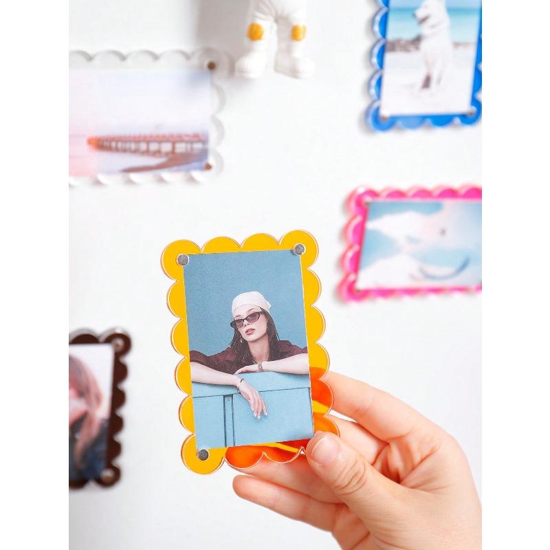 Acrylic 3-Inch Refrigerator Magnets, Colorful Transparent Mini 3-Inch Magnetic Photo Frames, Creative Lightweight Floral Design Refrigerator Magnets